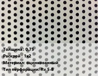 Лист перфорированный 0.75 1х2 оцинкованный Rv 5-8